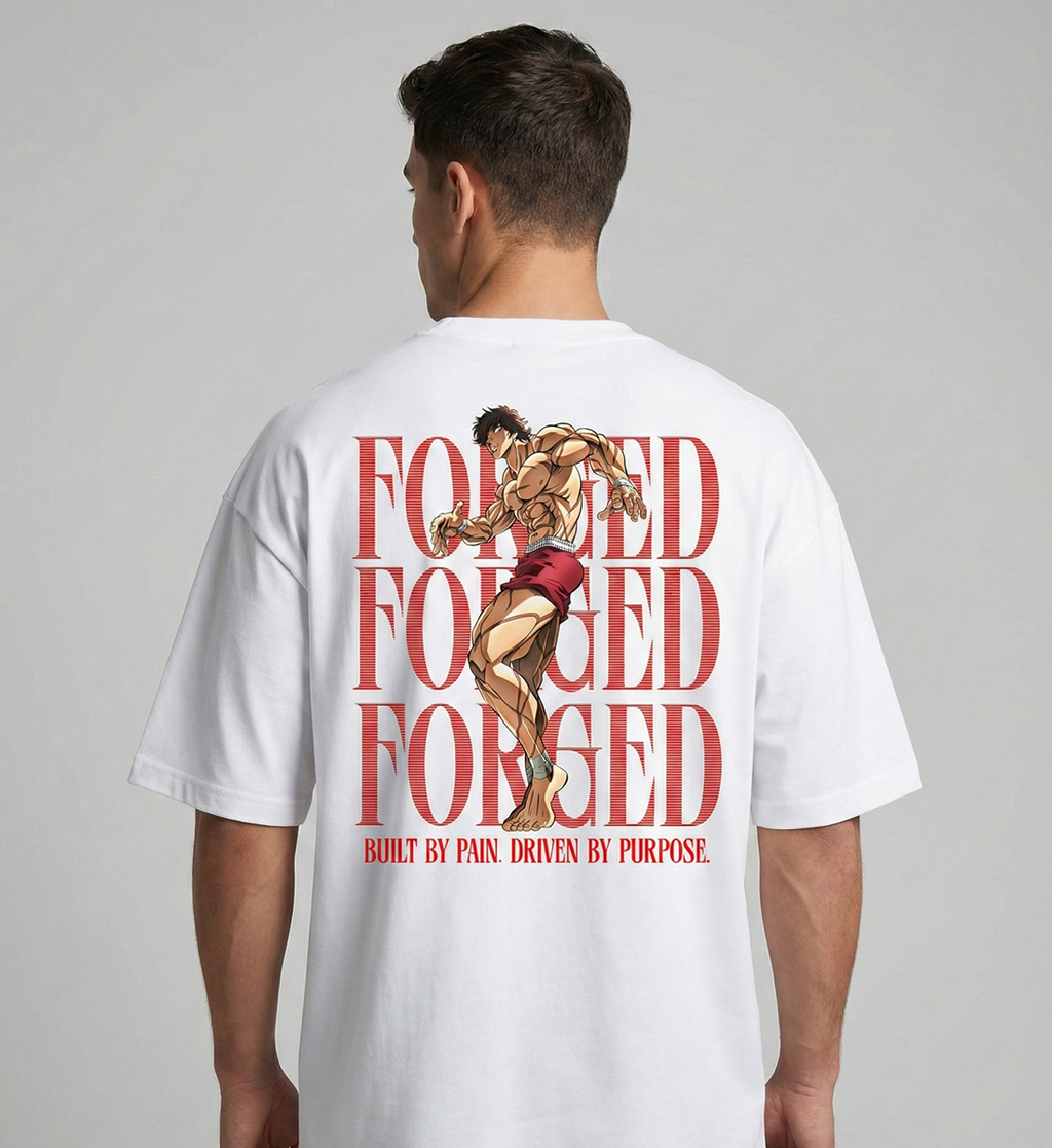 Forged Baki Oversized Unisex Graphic T-Shirt – Anime Warrior Back Print Gym Streetwear Tee