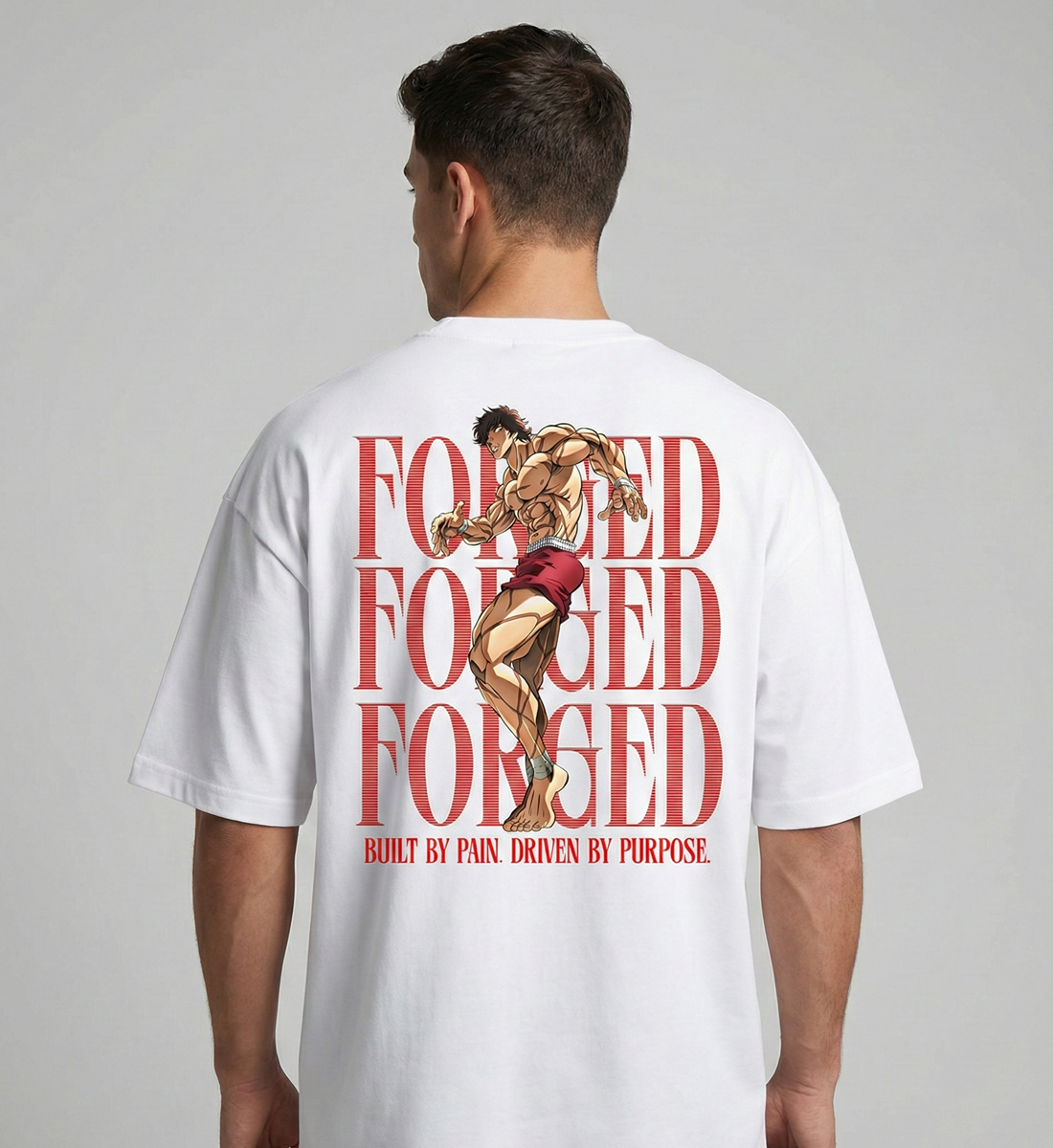 Forged Baki Oversized Unisex Graphic T-Shirt – Anime Warrior Back Print Gym Streetwear Tee