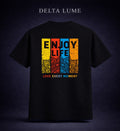 Enjoy Life Regular Fit Men's Graphic T-Shirt – Retro Color Block Back Print Cotton Tee