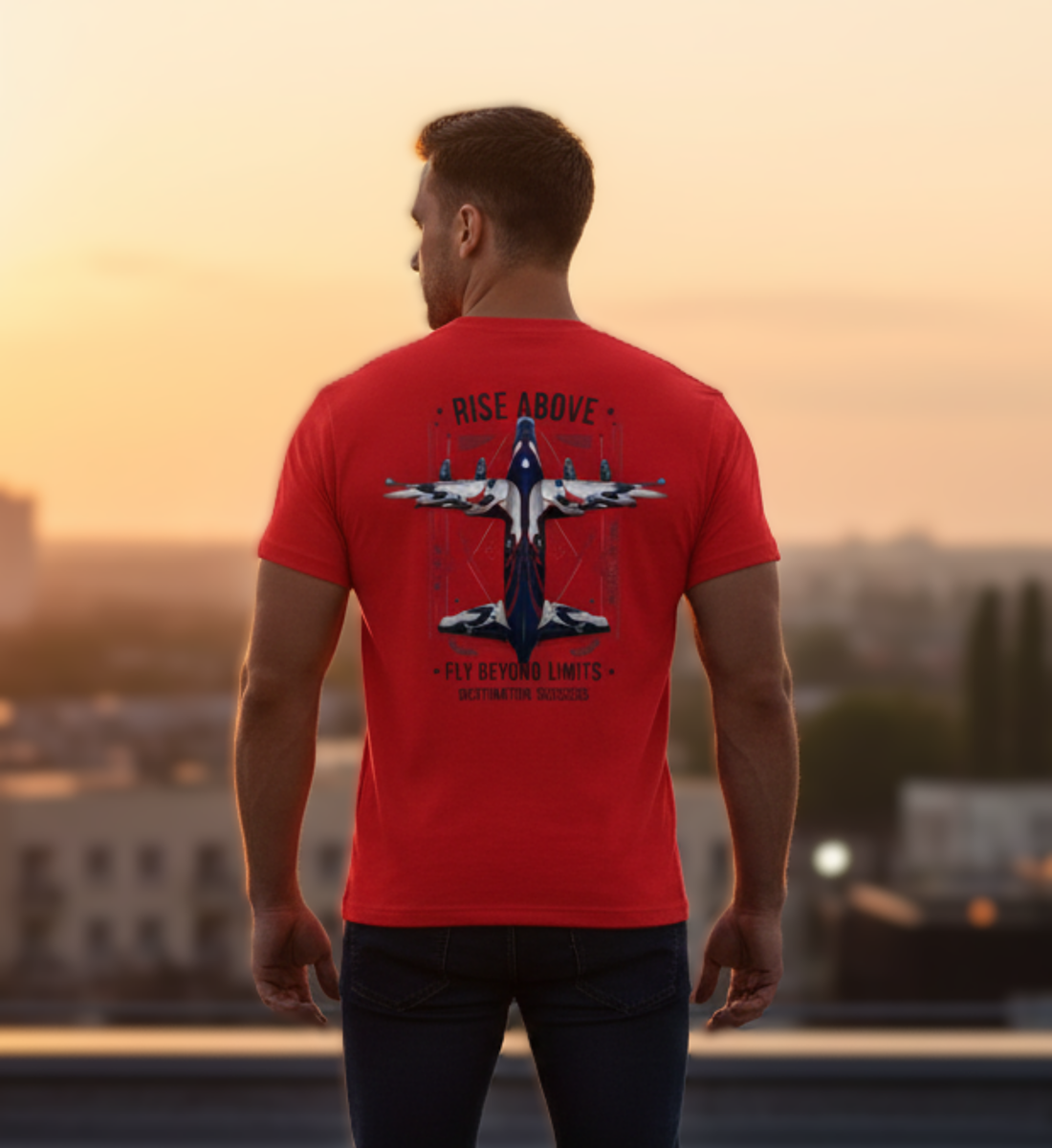 Rise Above Gaming Regular Fit Unisex T-Shirt – Battle Royale Air Drop Back Print Cotton Gamer Tee
