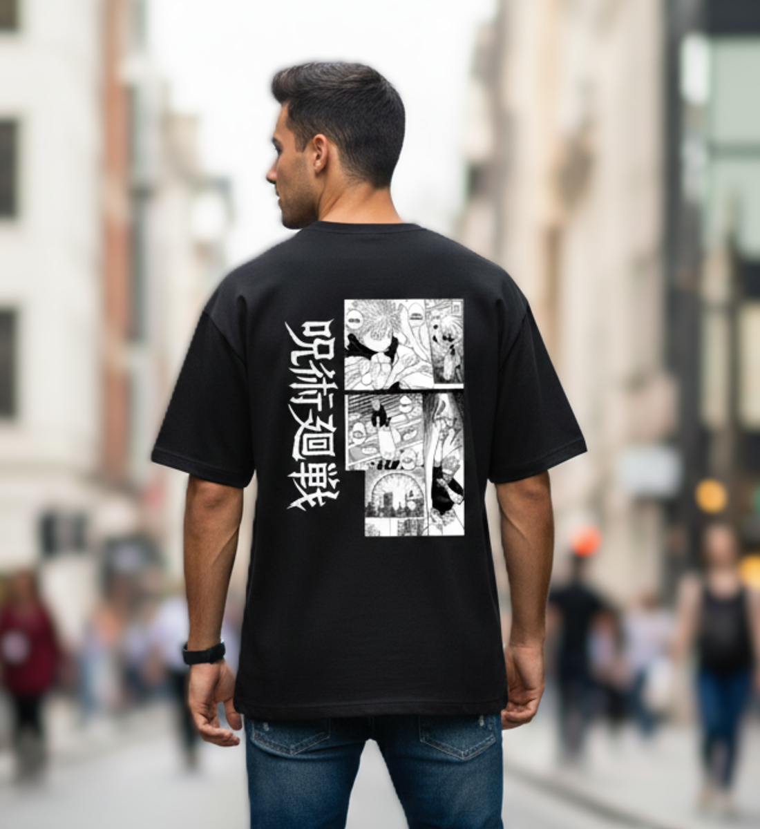 Manga Panels JJK Oversized Unisex Graphic T-Shirt – Anime Streetwear Back Print Cotton Tee