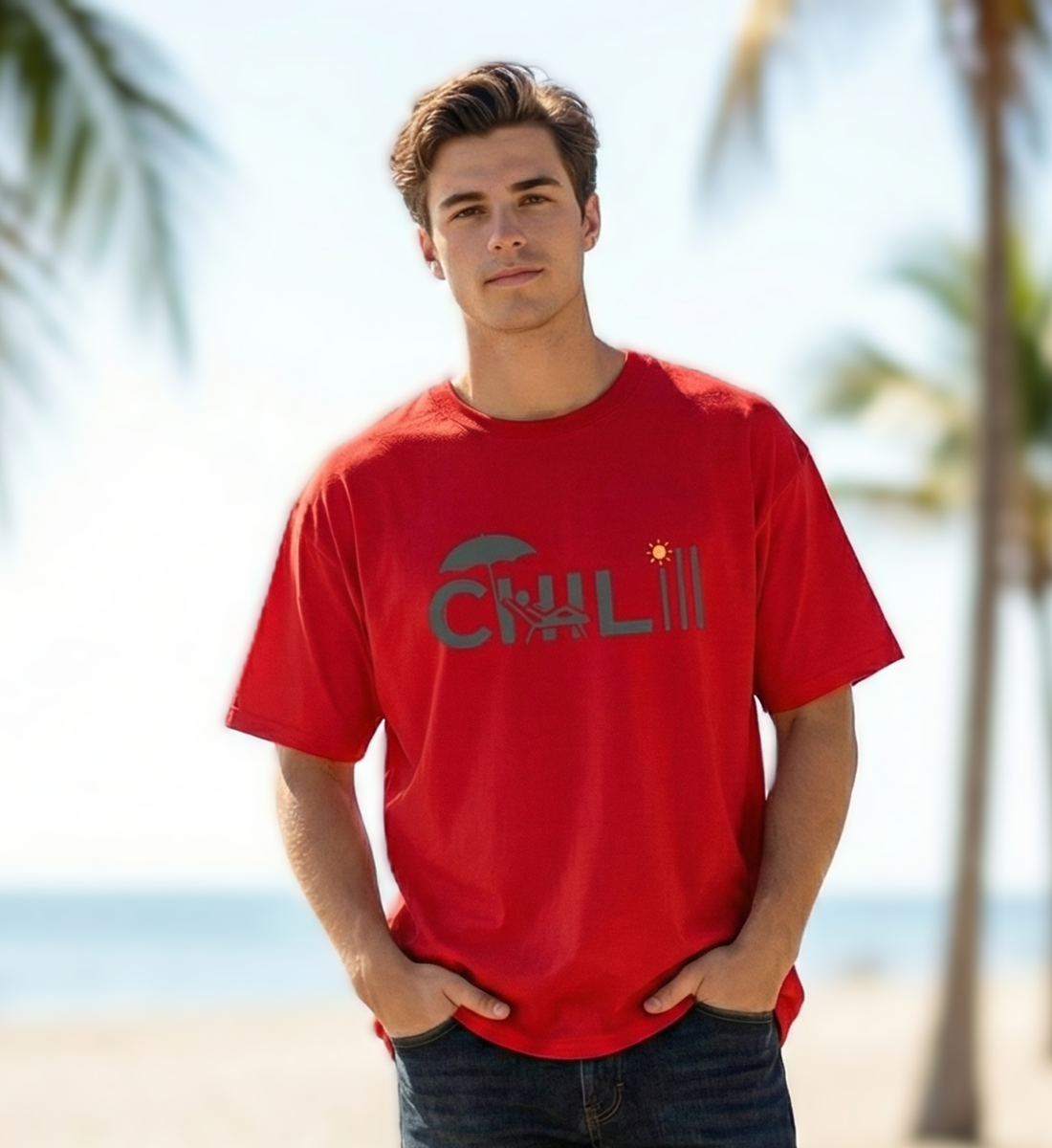 Chill Mode Oversized Unisex Graphic T-Shirt – Minimal Summer Beach Cotton Tee