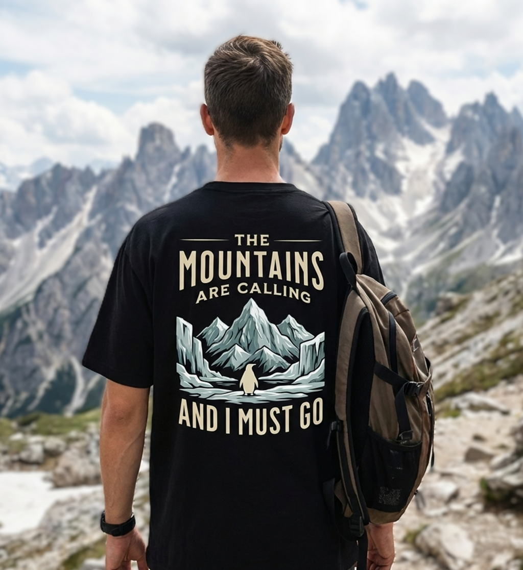 Mountains Are Calling Oversized Unisex Graphic T-Shirt – Adventure Back Print Cotton Tee