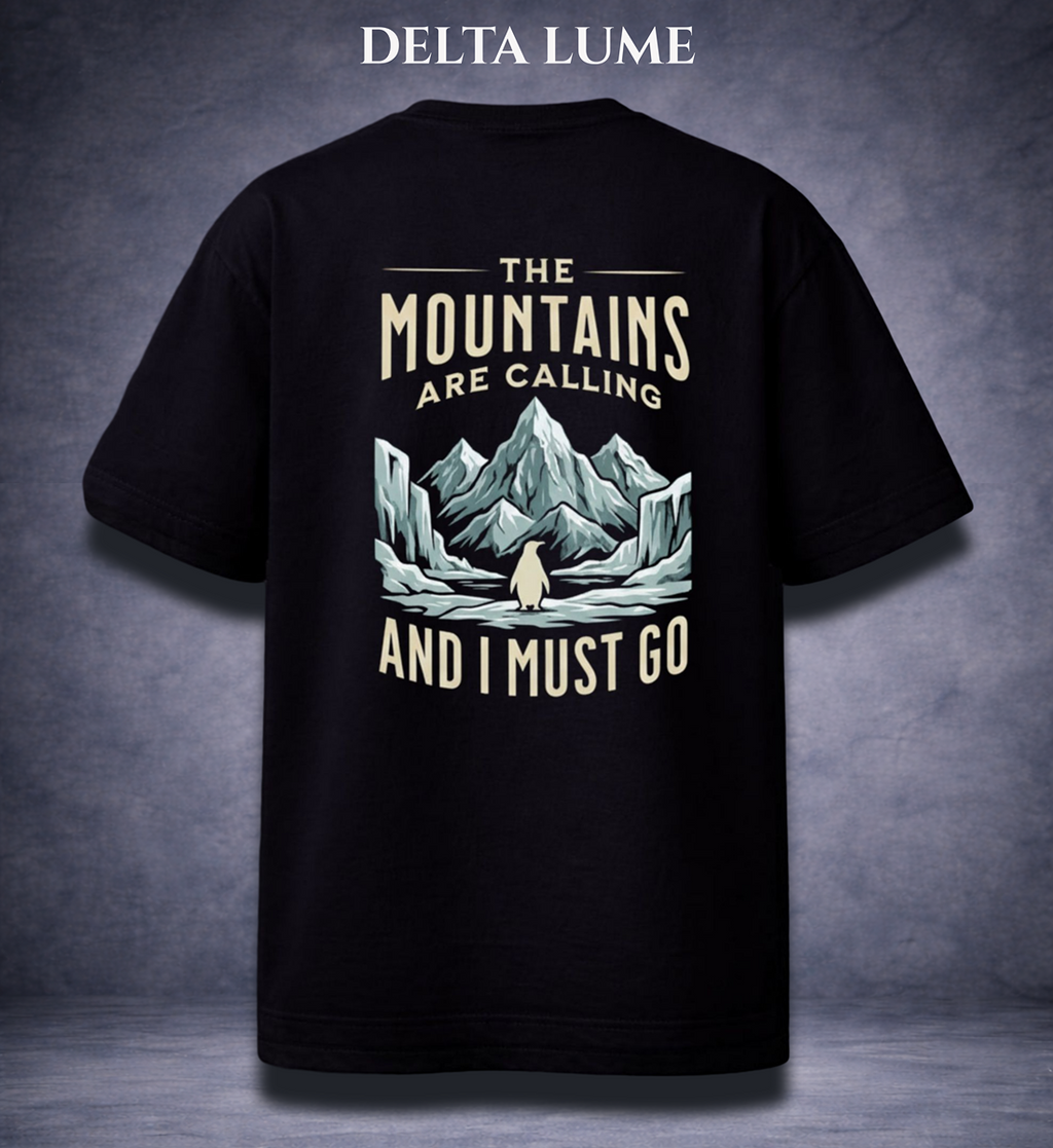Mountains Are Calling Oversized Unisex Graphic T-Shirt – Adventure Back Print Cotton Tee