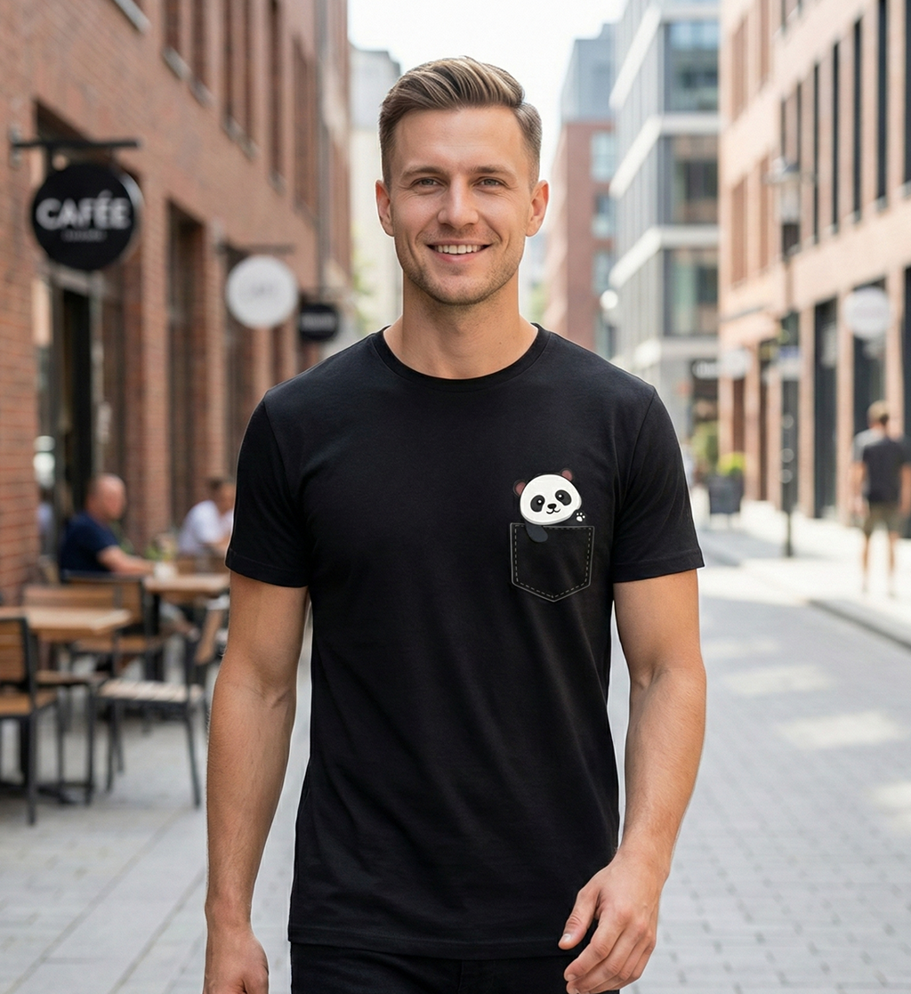 Quiet Companion – Panda Pocket Regular Fit T-Shirt