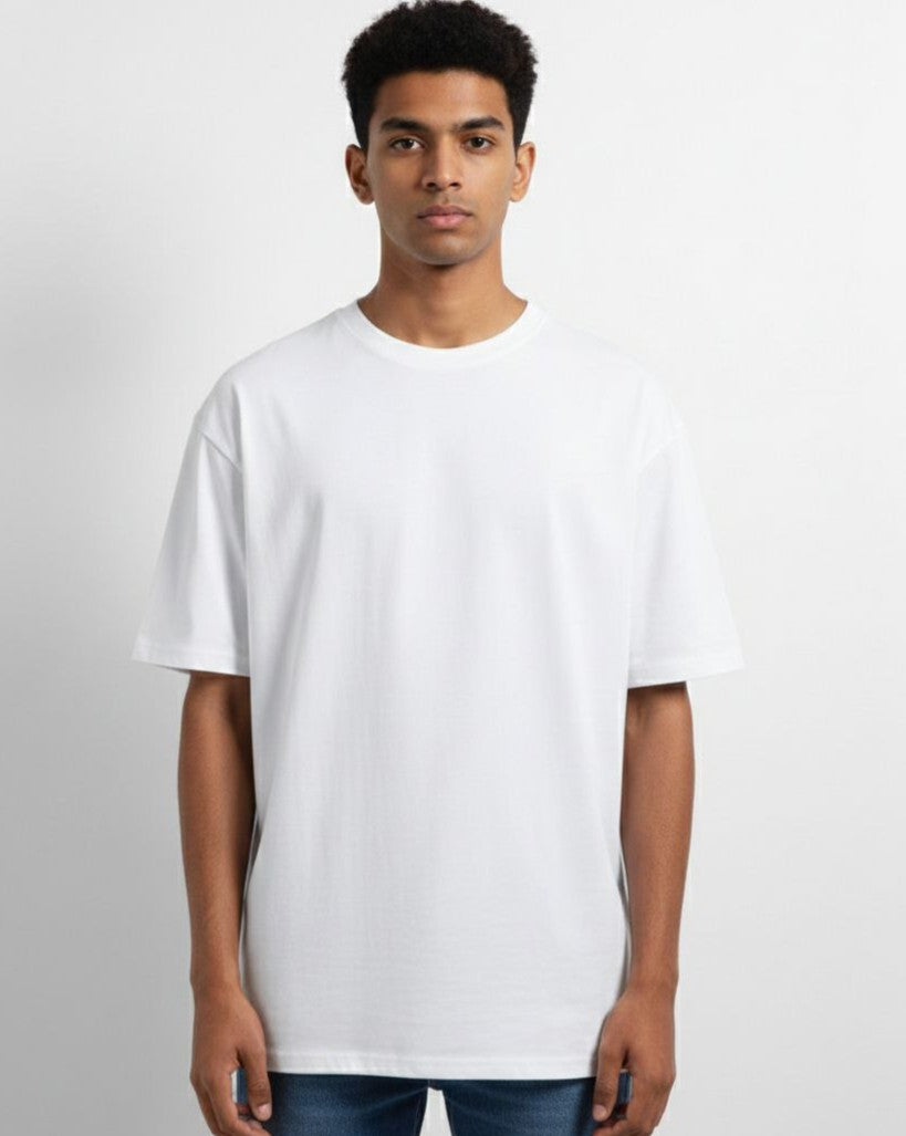 Classic White Plain Oversized T-Shirt | 100% Premium Cotton