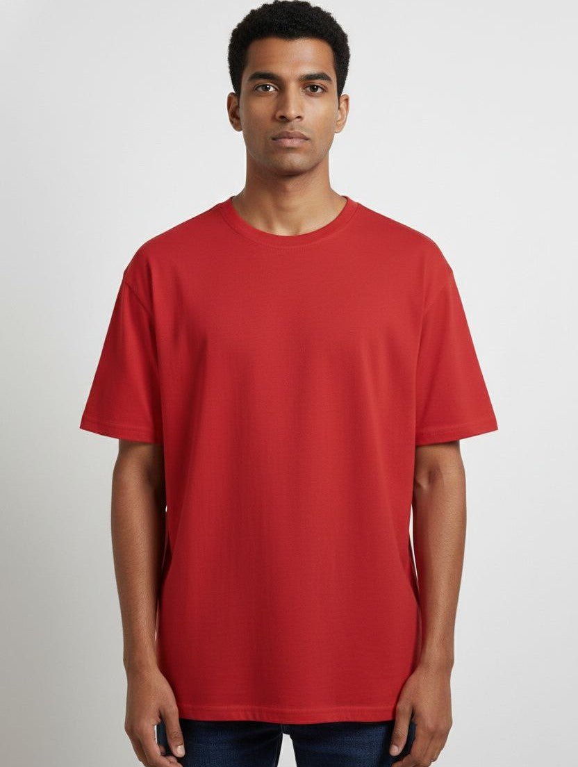 Classic Red Plain Oversized T-Shirt | 100% Premium Cotton
