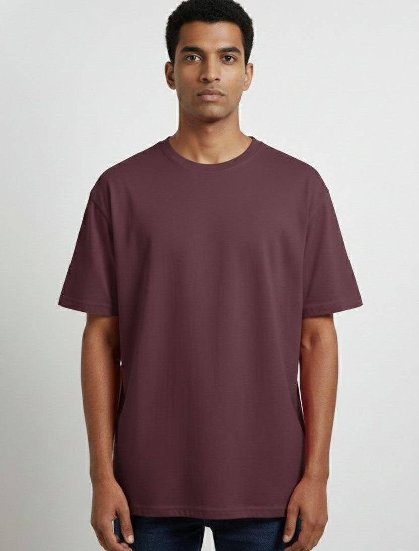 Classic Deep Plum plain Oversized T-Shirt | 100% Premium Cotton