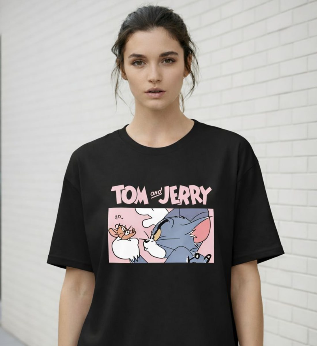 Tom & Jerry Graphic Cotton Oversized ( Unisex ) T-Shirt