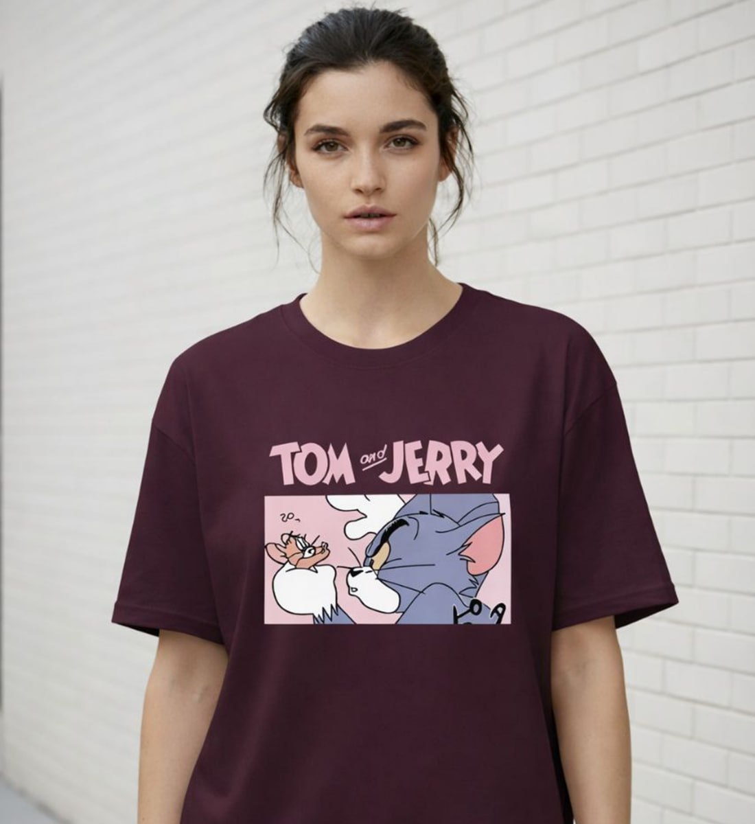 Tom & Jerry Graphic Cotton Oversized ( Unisex ) T-Shirt