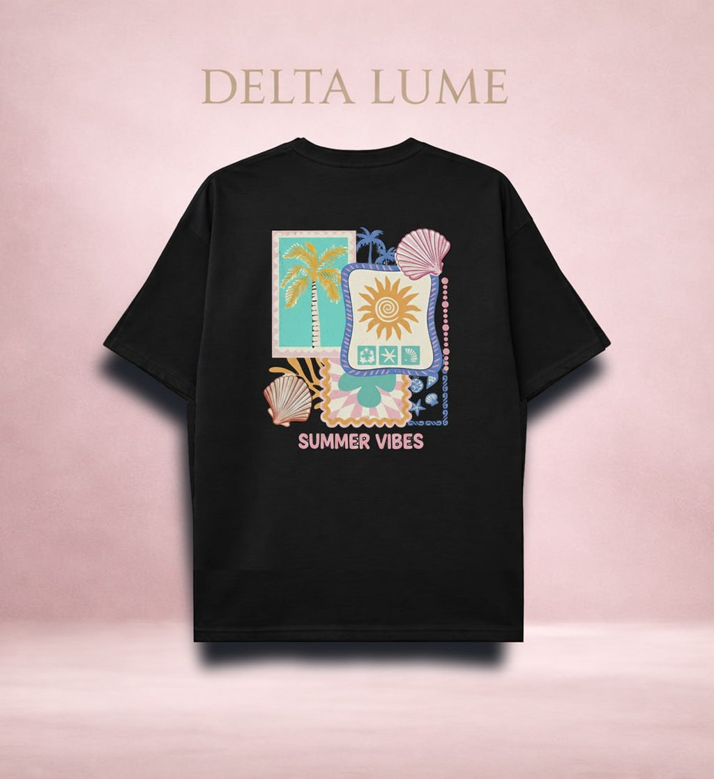 Summer Vibes Print Cotton Oversized ( Unisex ) T-Shirt