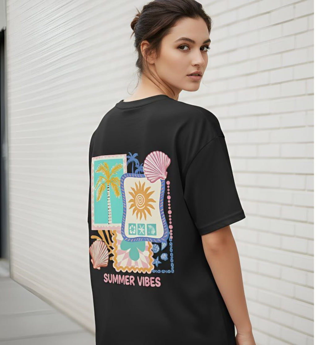 Summer Vibes Print Cotton Oversized ( Unisex ) T-Shirt