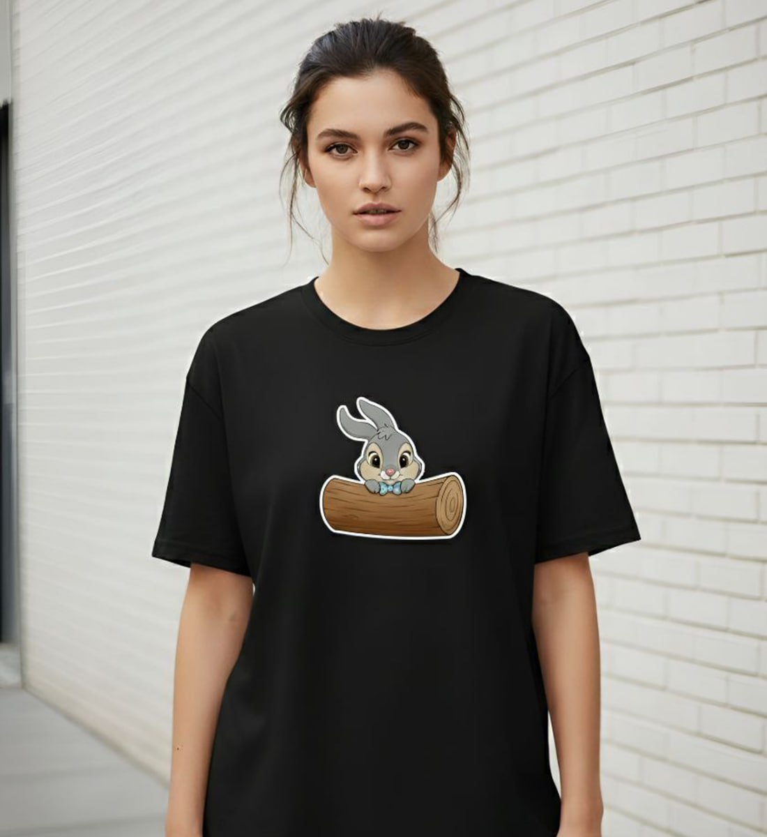 Cute Bunny Graphic T-Shirt | Premium Cotton Oversized ( Unisex ) T-Shirt