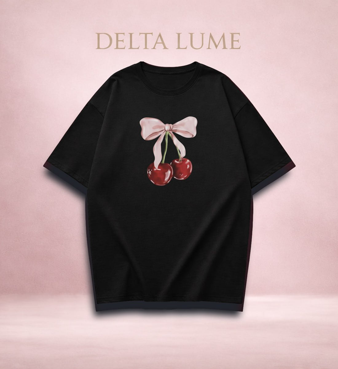 Cherry Bow Graphic T-Shirt | Premium Cotton Oversized ( Unisex ) T-Shirt