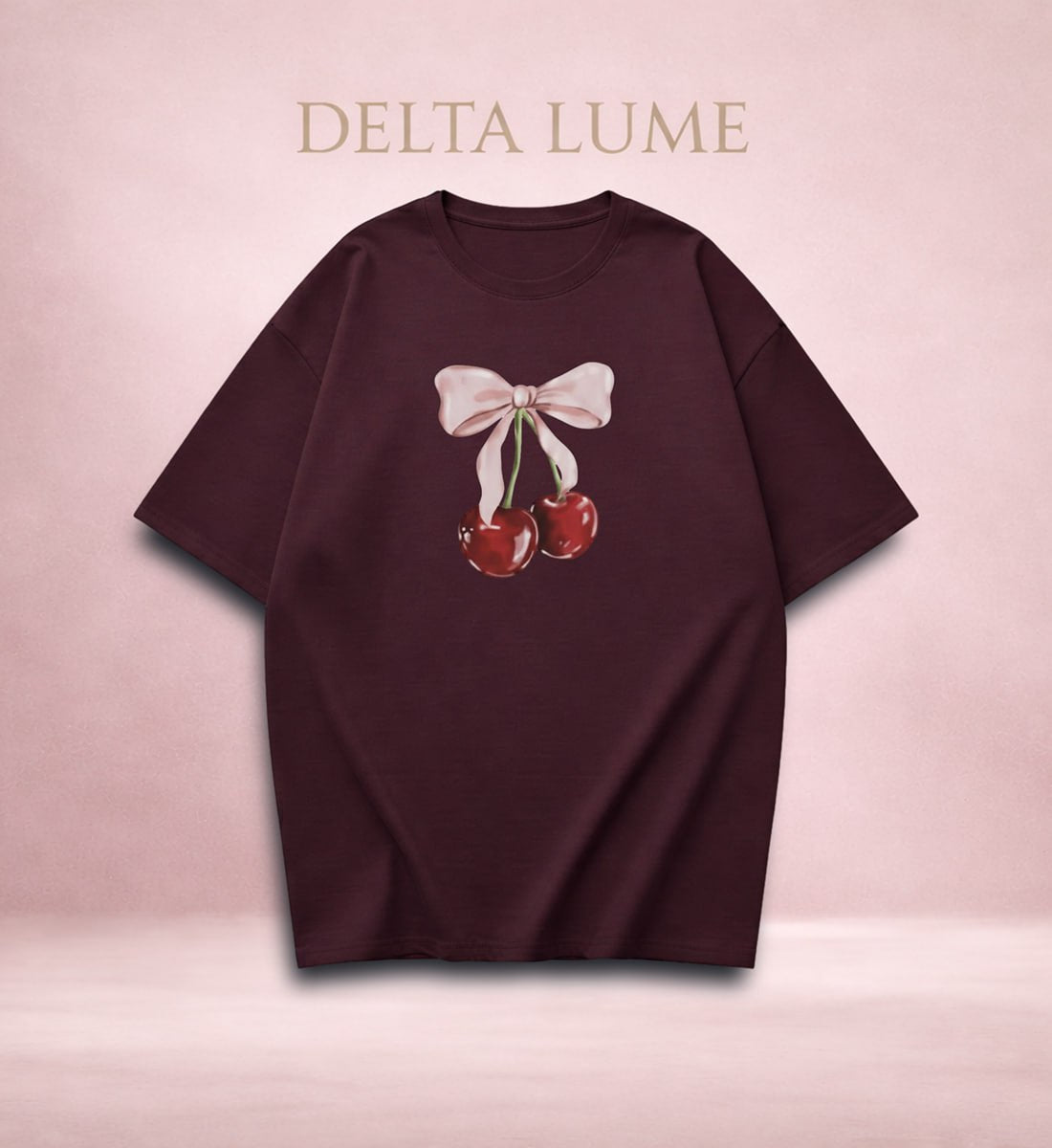 Cherry Bow Graphic T-Shirt | Premium Cotton Oversized ( Unisex ) T-Shirt