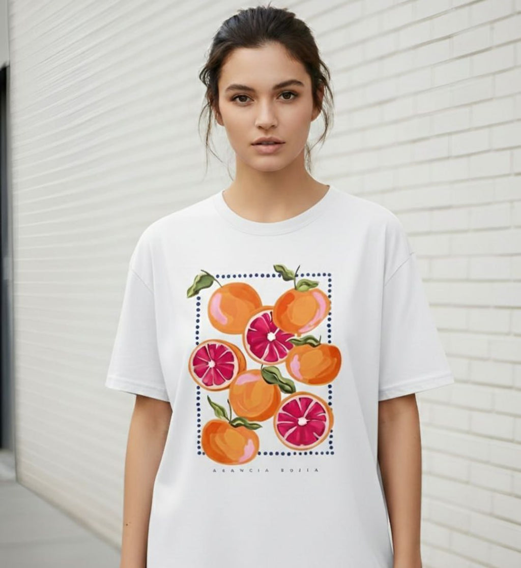 Orange Fruit Graphic T-Shirt | Premium Cotton Oversized ( Unisex ) T-Shirt