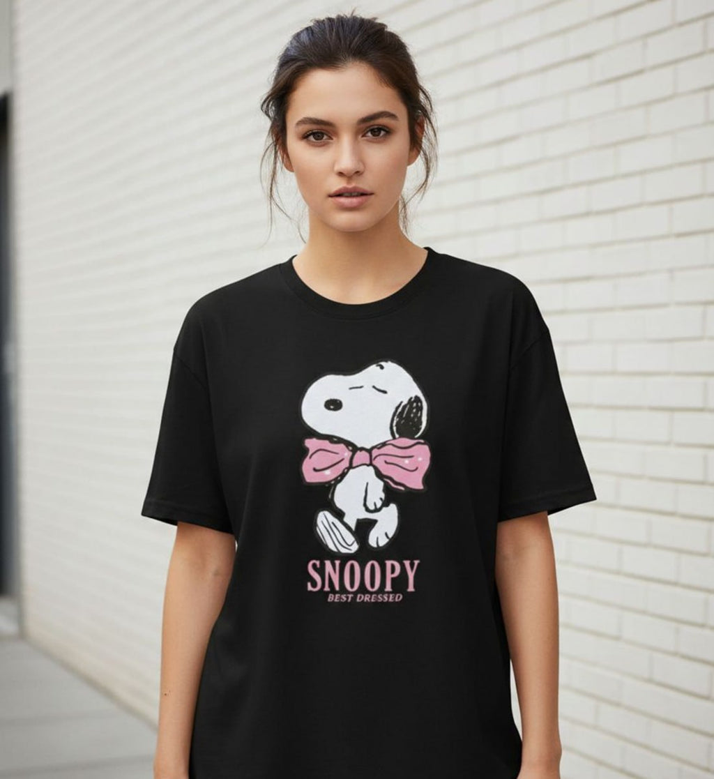 Snoopy “Best Dressed” Graphic T-Shirt | Premium Cotton Oversized ( Unisex ) T-Shirt