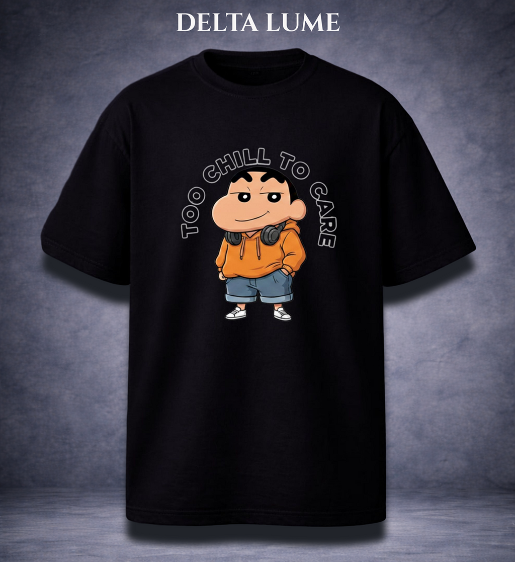 Too Chill To Care Graphic Oversized T-Shirt – Unisex Cartoon Streetwear Tee
